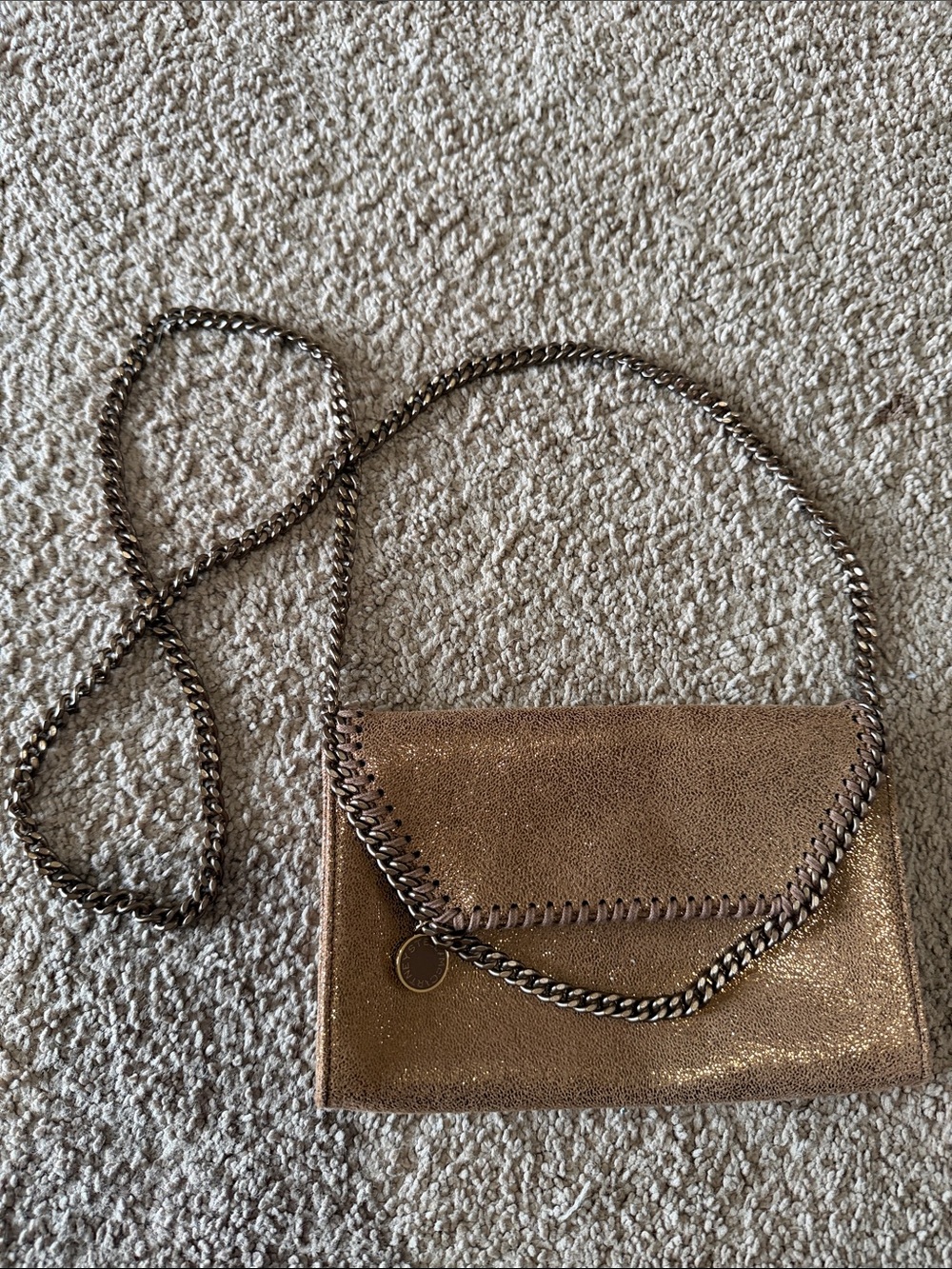 Stella McCartney Metallic Bronze Crossbody with Chain Trim